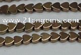 CHE1001 15.5 inches 6*6mm heart plated hematite beads wholesale