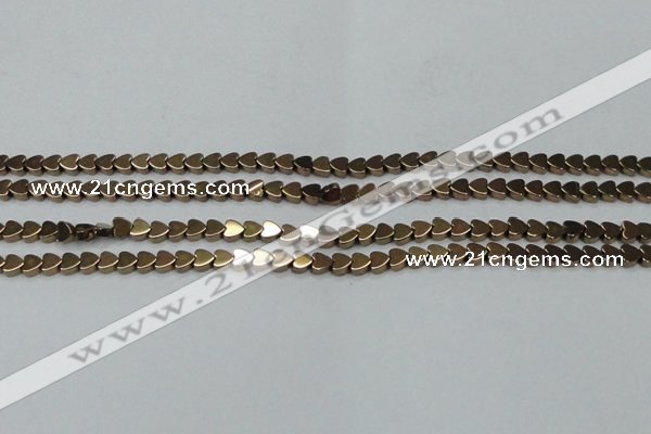 CHE1001 15.5 inches 6*6mm heart plated hematite beads wholesale