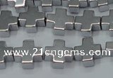 CHE1007 15.5 inches 10*10mm cross plated hematite beads wholesale