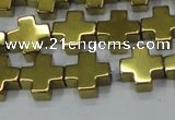 CHE1008 15.5 inches 10*10mm cross plated hematite beads wholesale