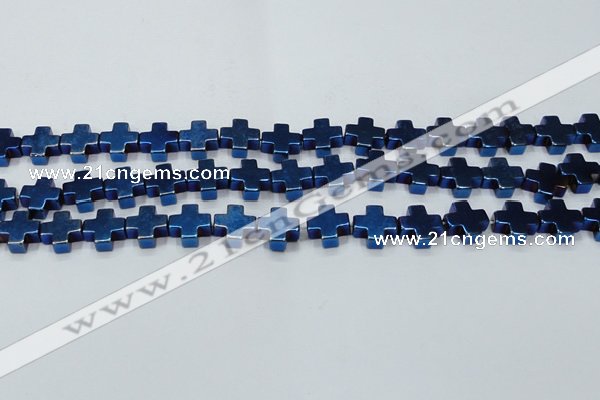 CHE1012 15.5 inches 10*10mm cross plated hematite beads wholesale