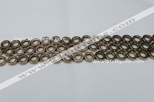 CHE1016 15.5 inches 12mm donut plated hematite beads wholesale