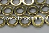 CHE1017 15.5 inches 12mm donut plated hematite beads wholesale