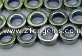 CHE1018 15.5 inches 12mm donut plated hematite beads wholesale