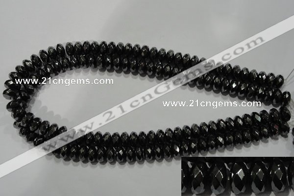 CHE105 15.5 inches 6*10mm faceted rondelle hematite beads wholesale