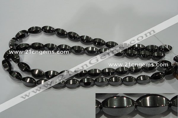 CHE142 15.5 inches 10*16mm faceted rice hematite beads wholesale