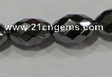 CHE145 15.5 inches 8*12mm faceted rice hematite beads wholesale