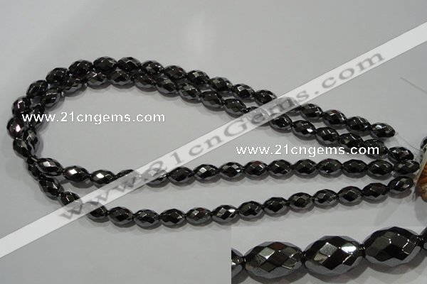 CHE145 15.5 inches 8*12mm faceted rice hematite beads wholesale