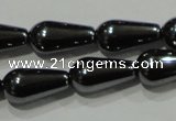 CHE147 15.5 inches 6*12mm teardrop hematite beads wholesale