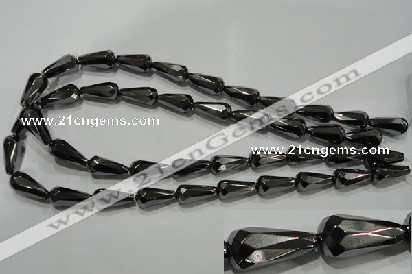 CHE156 15.5 inches 10*20mm faceted teardrop hematite beads