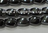 CHE160 15.5 inches 5*8mm twisted rice hematite beads