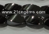 CHE161 15.5 inches 6*12mm twisted rice hematite beads