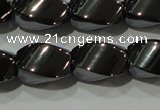 CHE163 15.5 inches 8*12mm twisted rice hematite beads