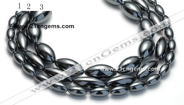 CHE20 16 inches 6*12mm & 8*20mm & 10*20mm rice hematite beads