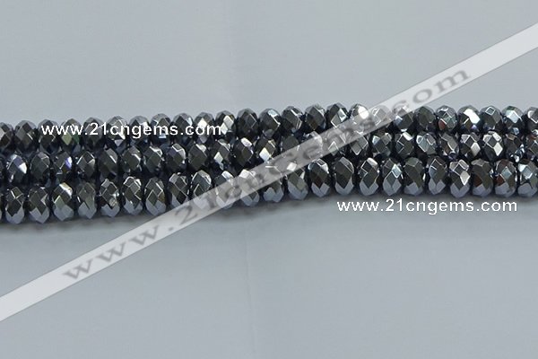 CHE2003 15.5 inches 6*10mm faceted rondelle hematite beads