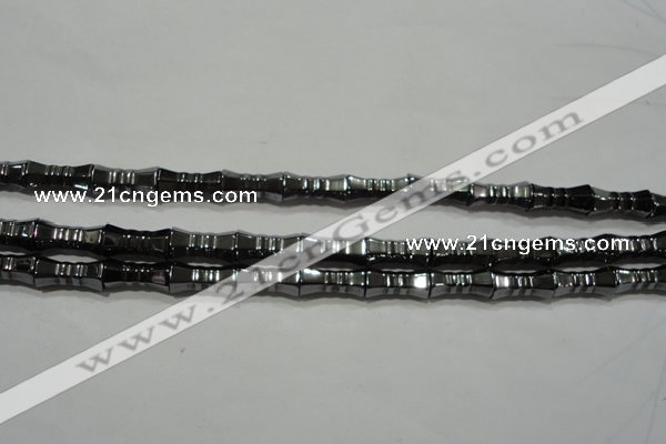 CHE208 15.5 inches 6*12mm bamboo hematite beads wholesale