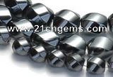 CHE22 16 inches twisted pebble shape hematite beads wholesale