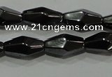 CHE220 15.5 inches 6*12mm faceted rice hematite beads wholesale