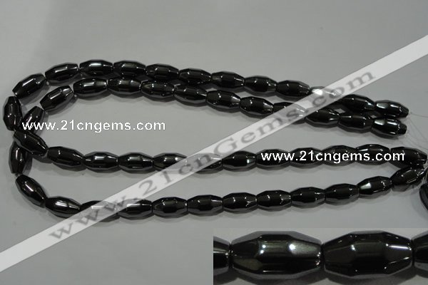 CHE227 15.5 inches 8*16mm faceted rice hematite beads wholesale