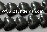 CHE260 15.5 inches 16*16mm heart hematite beads wholesale