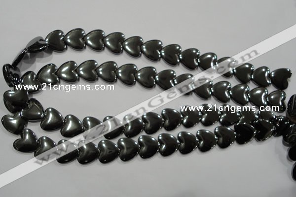 CHE260 15.5 inches 16*16mm heart hematite beads wholesale