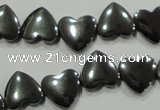 CHE263 Top-drilled 12*12mm heart hematite beads wholesale