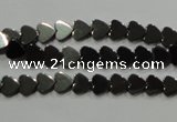 CHE267 15.5 inches 6*6mm heart hematite beads wholesale