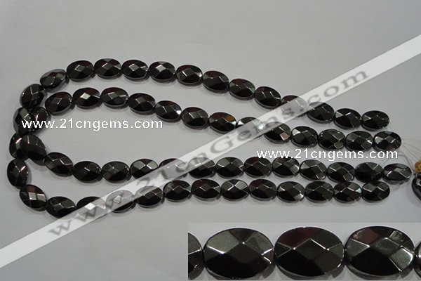 CHE281 15.5 inches 10*14mm faceted oval hematite beads wholesale