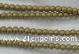 CHE419 15.5 inches 2mm round matte plated hematite beads wholesale