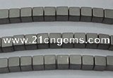 CHE440 15.5 inches 3*3mm cube matte plated hematite beads wholesale