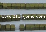 CHE443 15.5 inches 3*3mm cube matte plated hematite beads wholesale