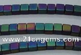 CHE445 15.5 inches 3*3mm cube matte plated hematite beads wholesale