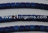 CHE446 15.5 inches 3*3mm cube matte plated hematite beads wholesale