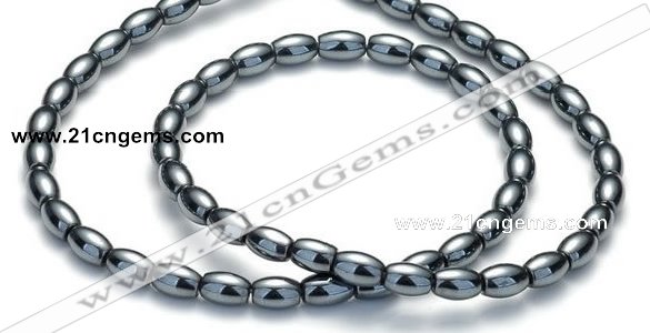 CHE53 15.5  inches 6*12mm rice shape hematite beads Wholesale