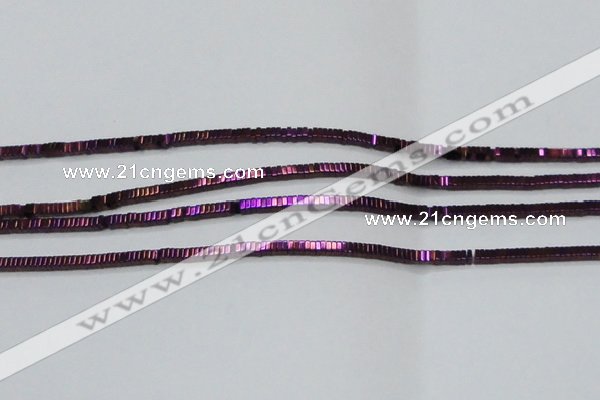 CHE563 15.5 inches 1*2*2mm square plated hematite beads wholesale