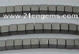 CHE608 15.5 inches 2*2mm cube matte plated hematite beads wholesale