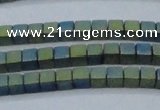 CHE612 15.5 inches 2*2mm cube matte plated hematite beads wholesale