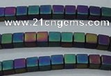 CHE613 15.5 inches 2*2mm cube matte plated hematite beads wholesale