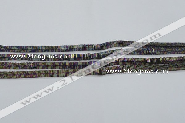 CHE637 15.5 inches 1*4*4mm square matte plated hematite beads