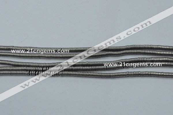 CHE670 15.5 inches 1*2mm tyre matte plated hematite beads