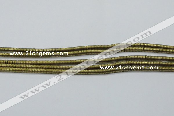 CHE671 15.5 inches 1*2mm tyre matte plated hematite beads