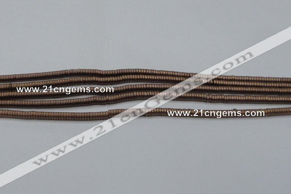 CHE672 15.5 inches 1*2mm tyre matte plated hematite beads