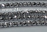 CHE690 15.5 inches 2mm faceted round plated hematite beads