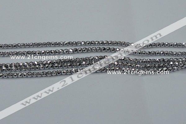 CHE690 15.5 inches 2mm faceted round plated hematite beads