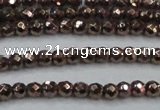 CHE691 15.5 inches 2mm faceted round plated hematite beads