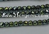 CHE693 15.5 inches 2mm faceted round plated hematite beads