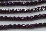 CHE694 15.5 inches 2mm faceted round plated hematite beads