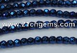 CHE695 15.5 inches 2mm faceted round plated hematite beads