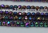 CHE696 15.5 inches 2mm faceted round plated hematite beads