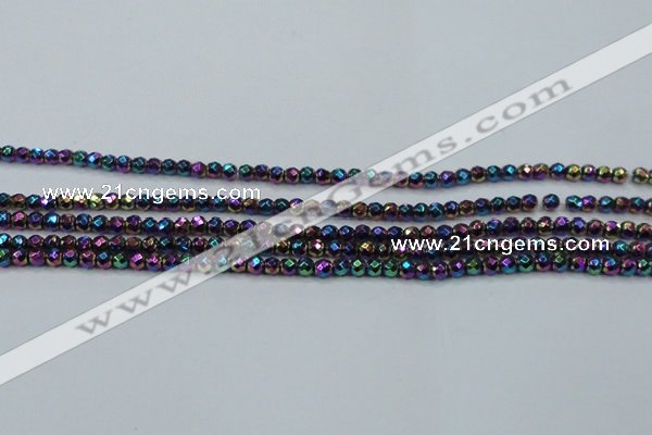 CHE696 15.5 inches 2mm faceted round plated hematite beads